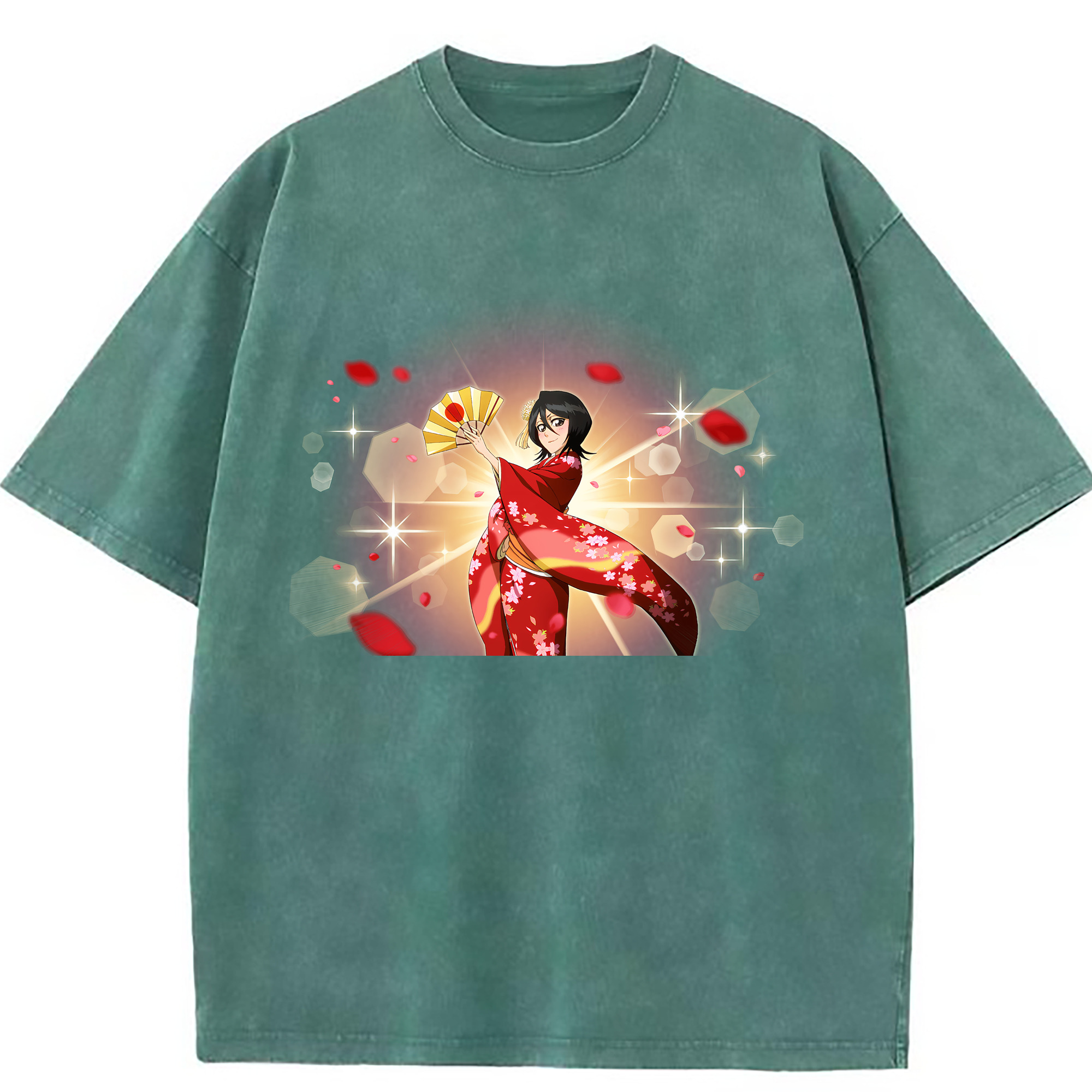 （画像用） ブリーチ 朽木ルキア BLEACH Kuchiki Rukia 綿100% ヴィンテージ風 半袖Tシャツ（フロントプリント）